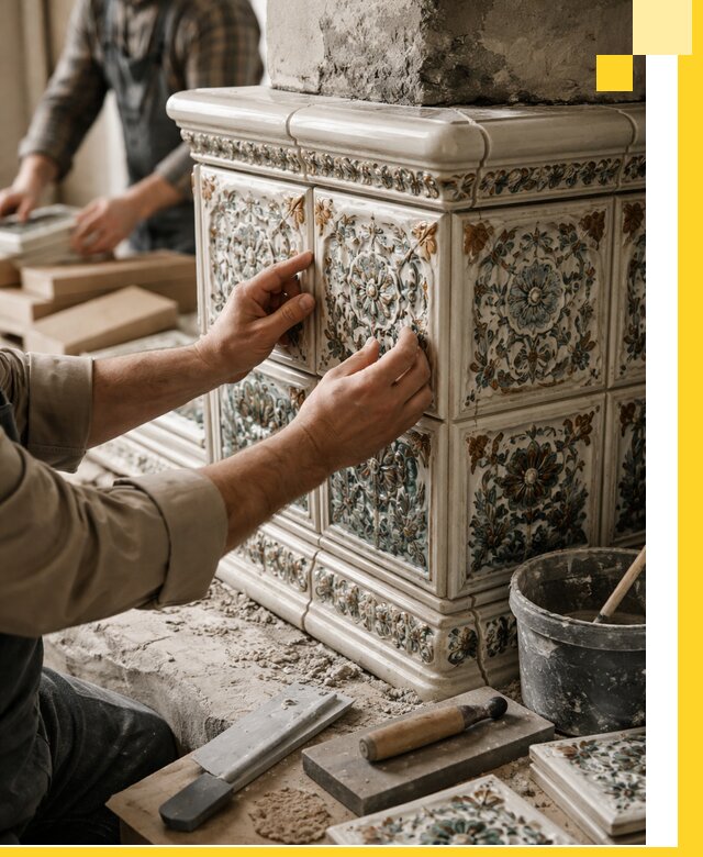 Изразцовые камины под ключ в Назрани: проект и монтаж