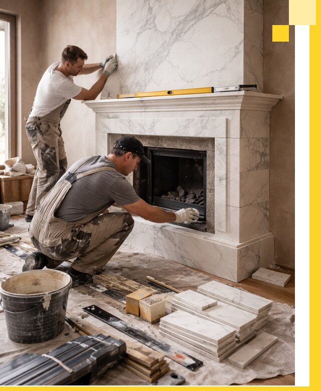 Отделка каминов в Назрани качественные облицовочные работы