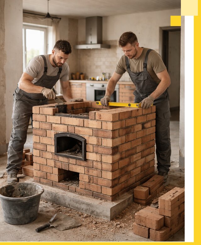 Установка и монтаж печей в частном доме в Назрани под ключ