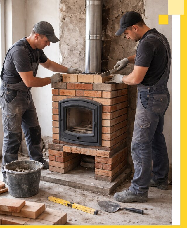 Монтаж печи камина под ключ в Назрани с гарантией и пусконаладкой