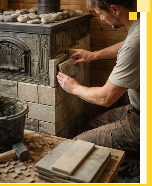 Облицовка банных печей в Назрани профессиональная отделка