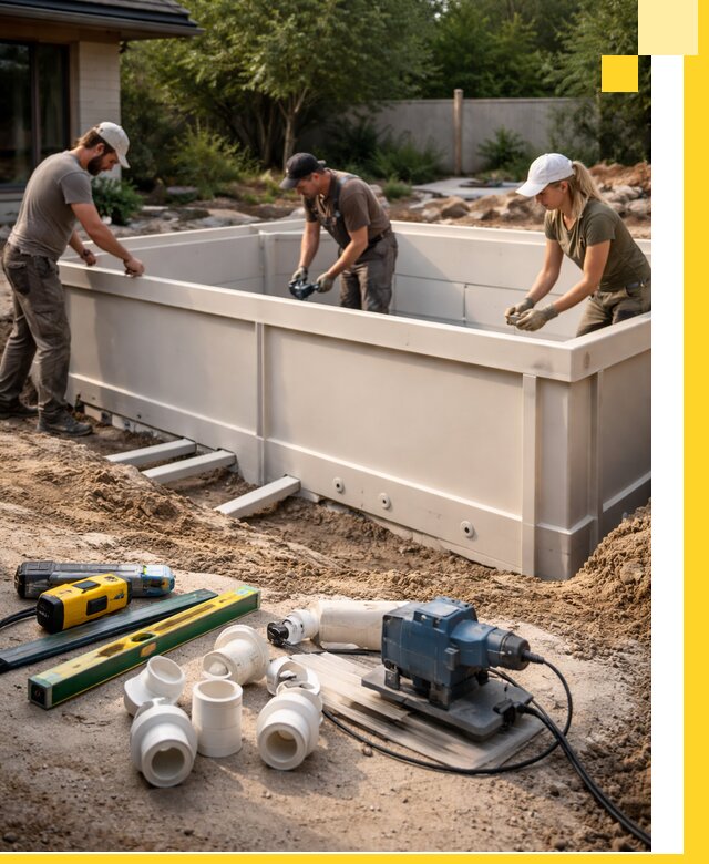 Установка полипропиленовых бассейнов под ключ в Назрани