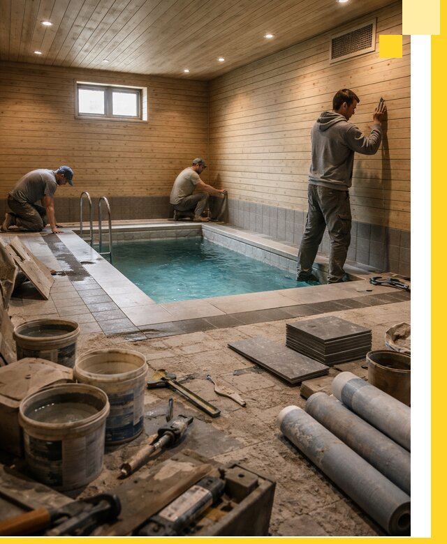 Строительство бани с бассейном и сауной под ключ в Назрани