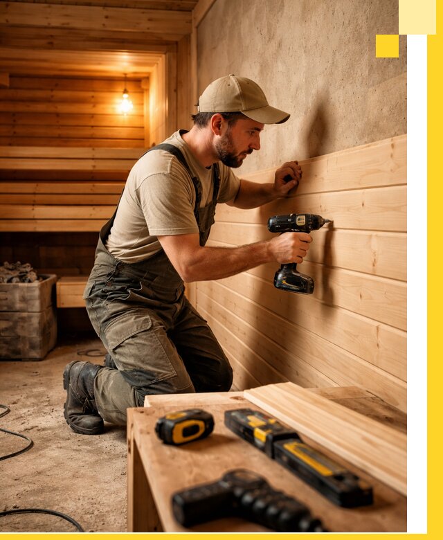 Профессиональная внутренняя отделка бани в Назрани под ключ