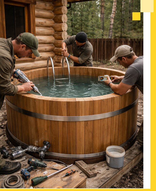 Строительство бань с купелью под ключ и отделкой в Назрани