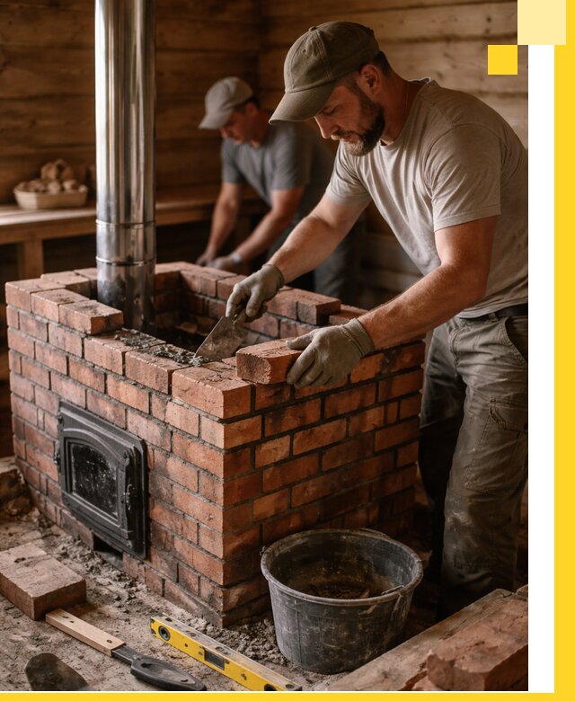 Кирпичные печи для бани под ключ в Назрани, проект и монтаж