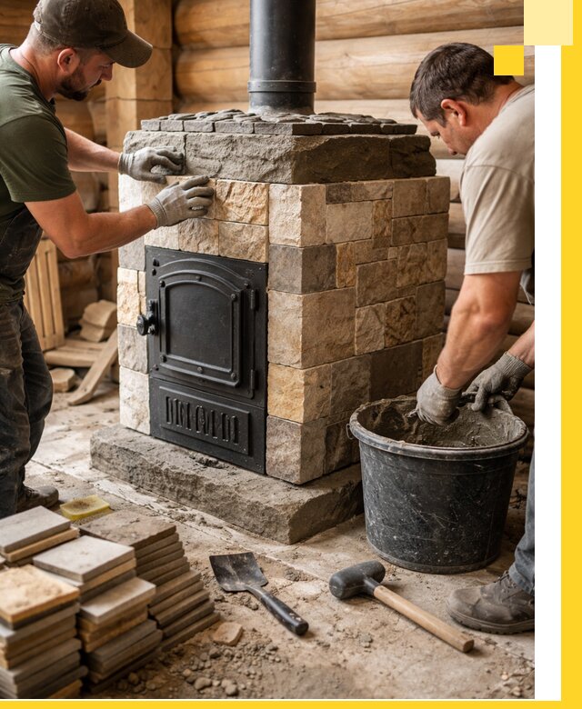 Облицовка банной печи под ключ в Назрани: камень и плитка