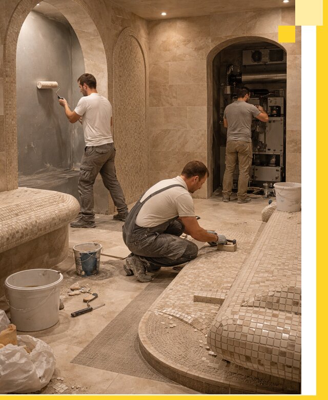 Строительство бани с хамамом и бассейном под ключ в Назрани