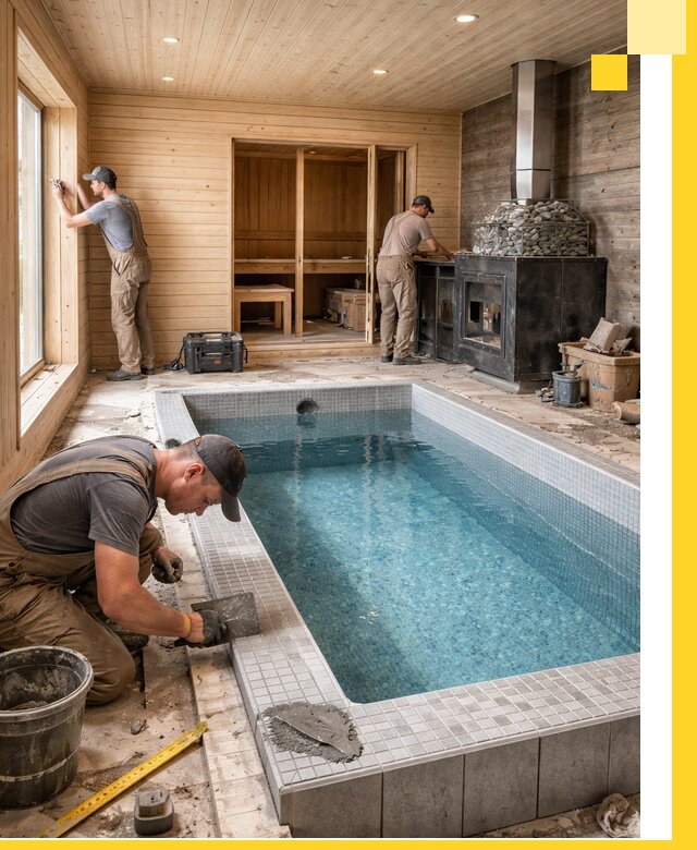 Проект бани с бассейном и сауной в Назрани под ключ