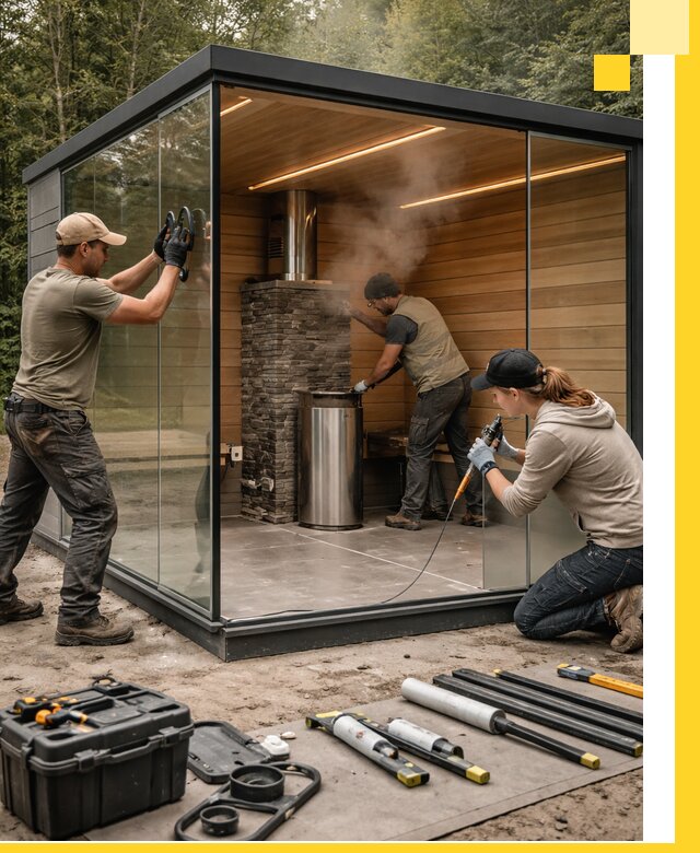 Проектирование и строительство стеклянных бань в Назрани