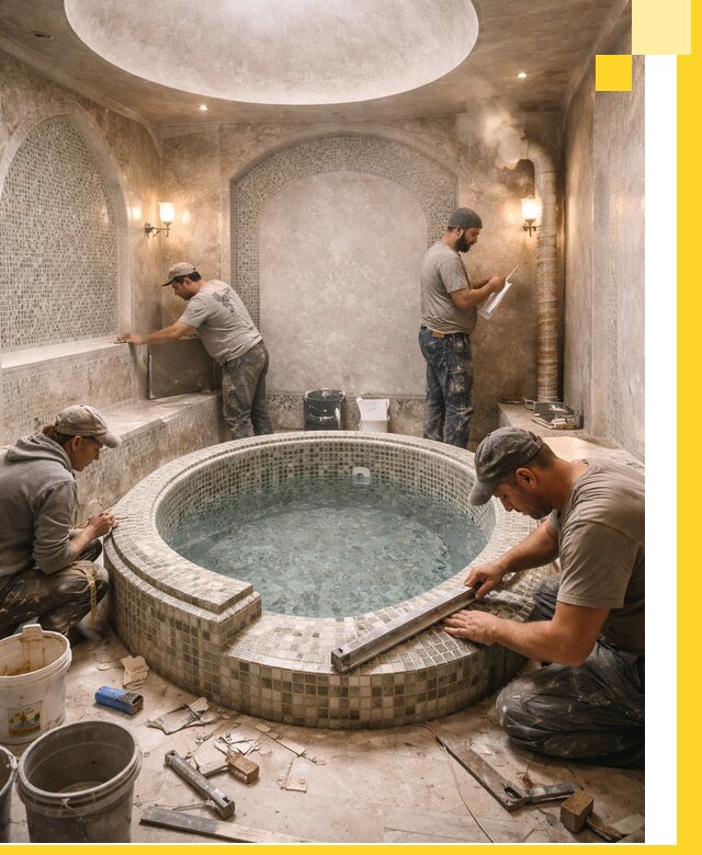Профессиональное строительство хамама с бассейном в Назрани под ключ