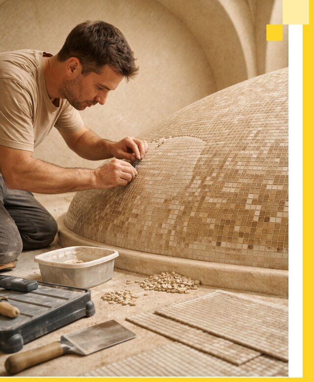 Профессиональная укладка мозаики для хамама под ключ в Назрани