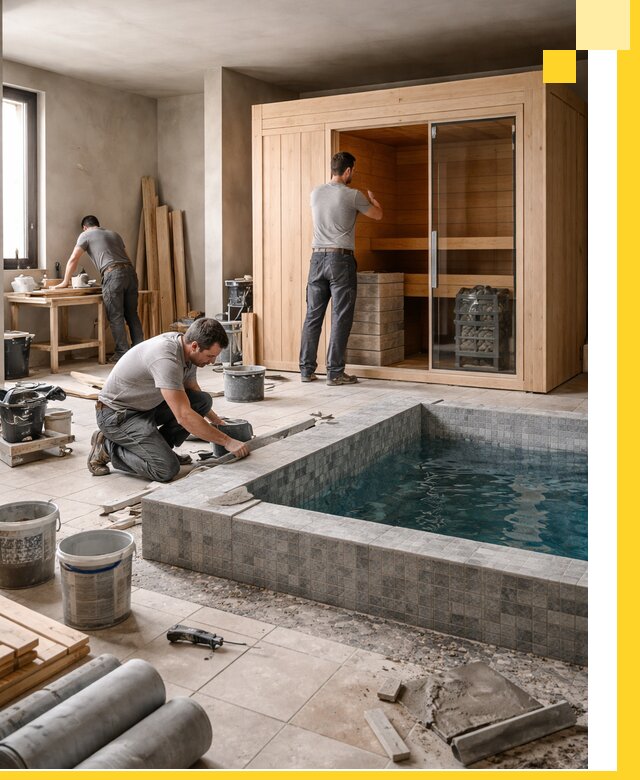 SPA зоны под ключ с бассейном сауной и печью в Назрани